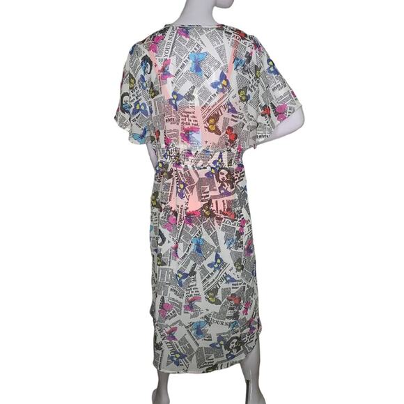 Live 4 Truth Sheer Butterfly and Newspaper Print Coverup Multicolor - Picture 4 of 7